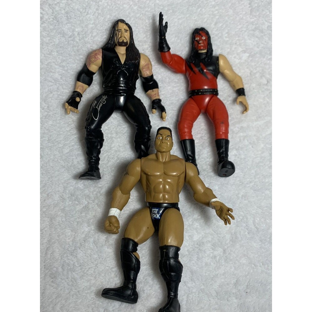 WWE Jakks Lot 1998 Undertaker And Kane Wrestling Figure 1996 The Rock‎